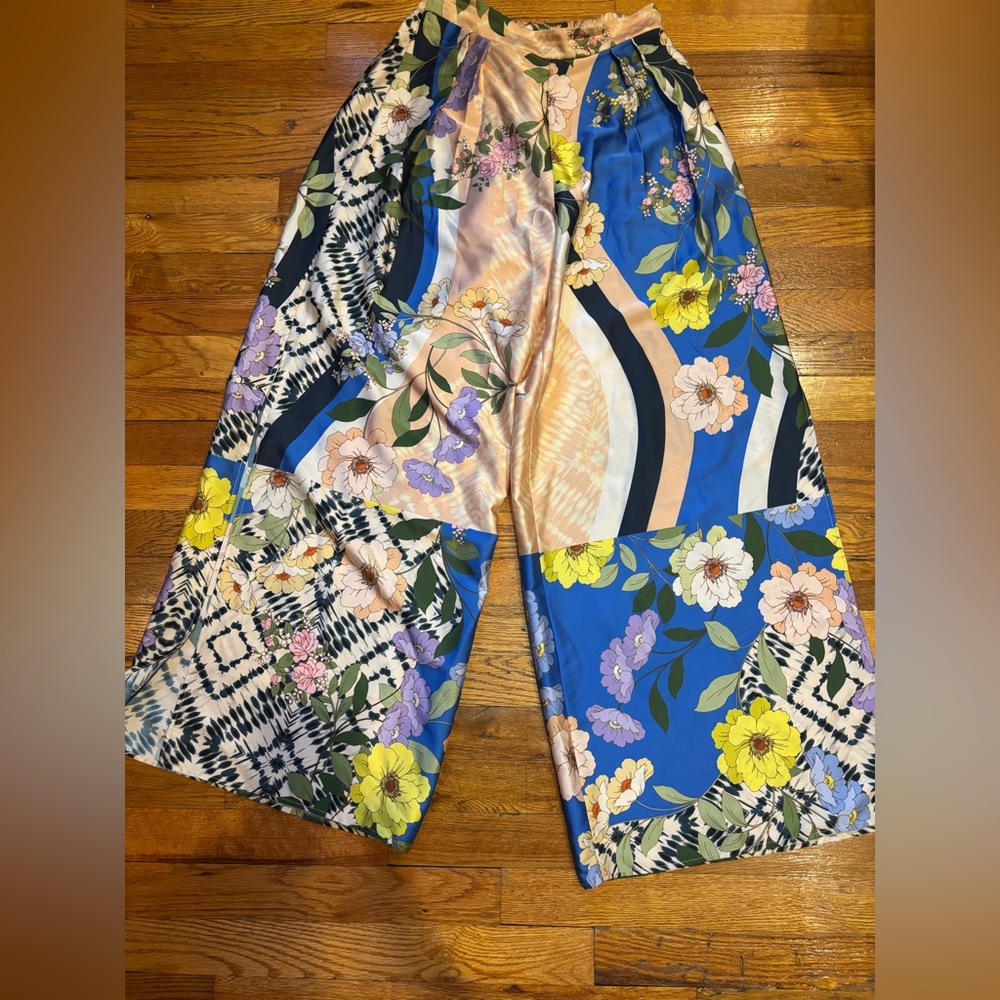 Misa Los Angeles Floral Patchwork Wide Leg Pants